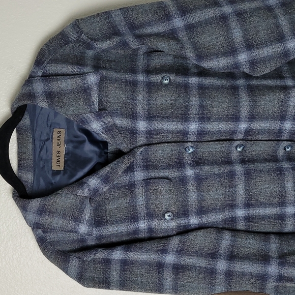 Jones Jeans Wool Plaid Shacket Button Down Chest Pockets Longsleeve Shirt Jacket - Picture 2 of 9